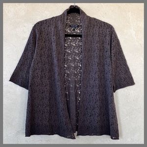 EILEEN FISHER Open Front Lace Wool Cardigan